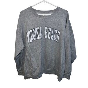 Virginia Beach Gray Bespoke Oversized Long Sleeve Sweatshirt XL